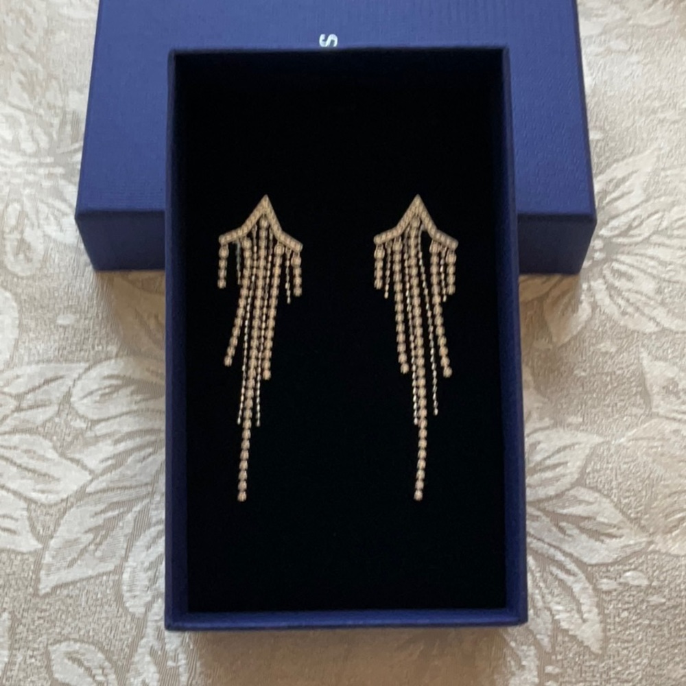 Swarovski white crystal tassel earrings